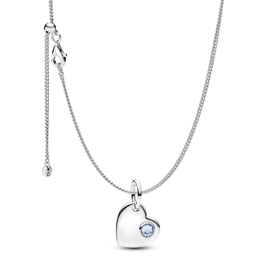 March Birthstone Heart Pendant Necklace