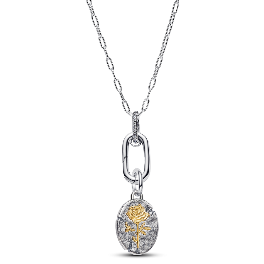 Rose Medallion Charm Necklace Set