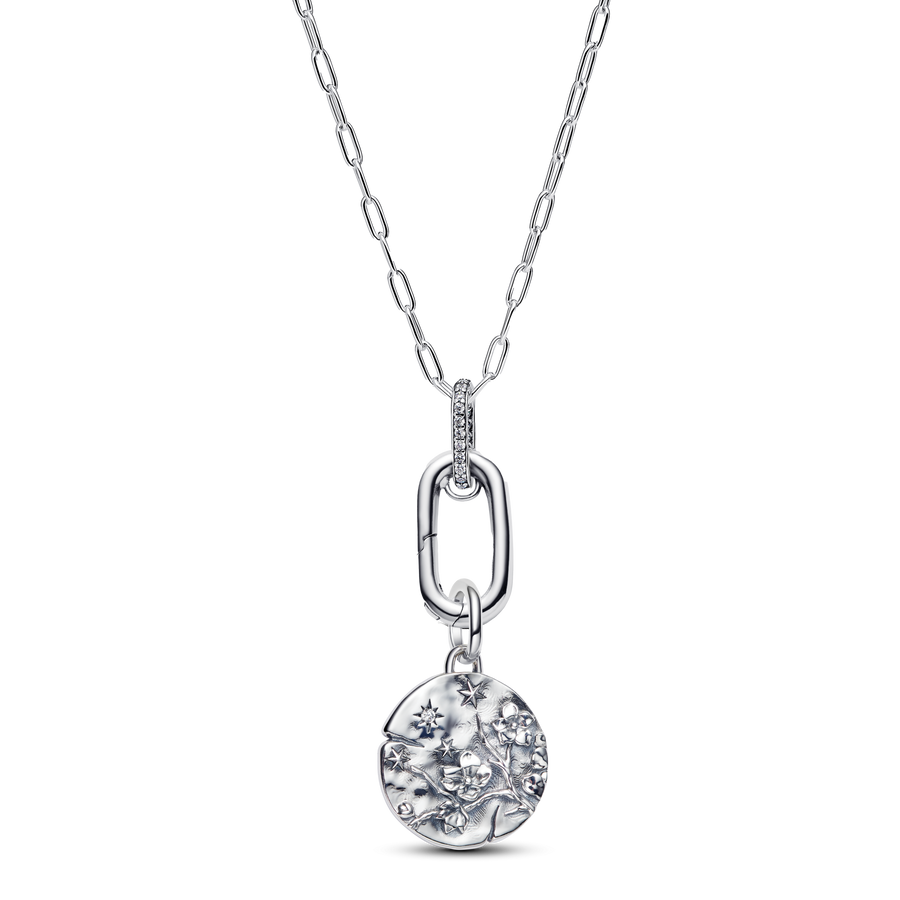 Cherry Blossom Medallion Charm Necklace Set