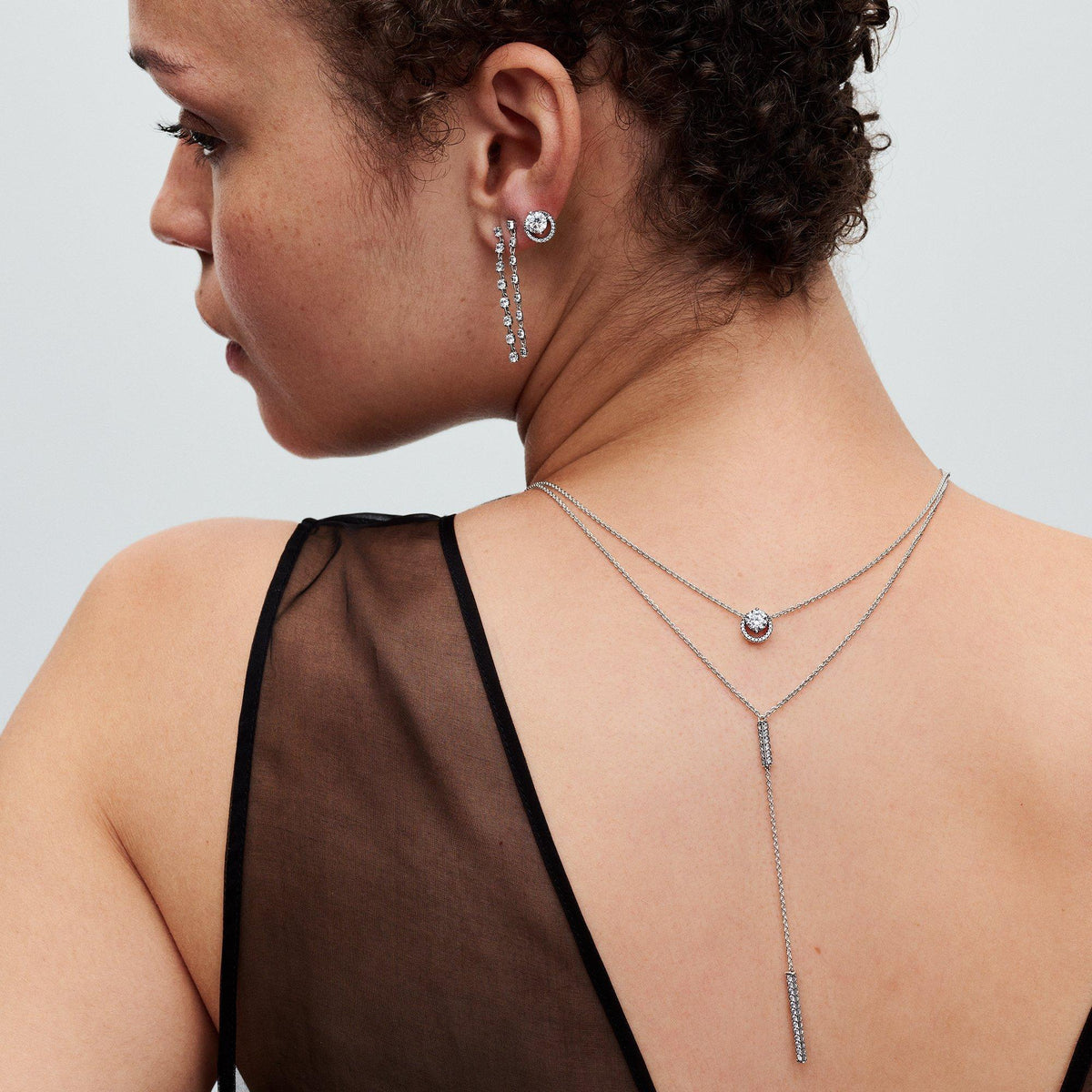 Sparkling Round Halo Pendant Collier Necklace