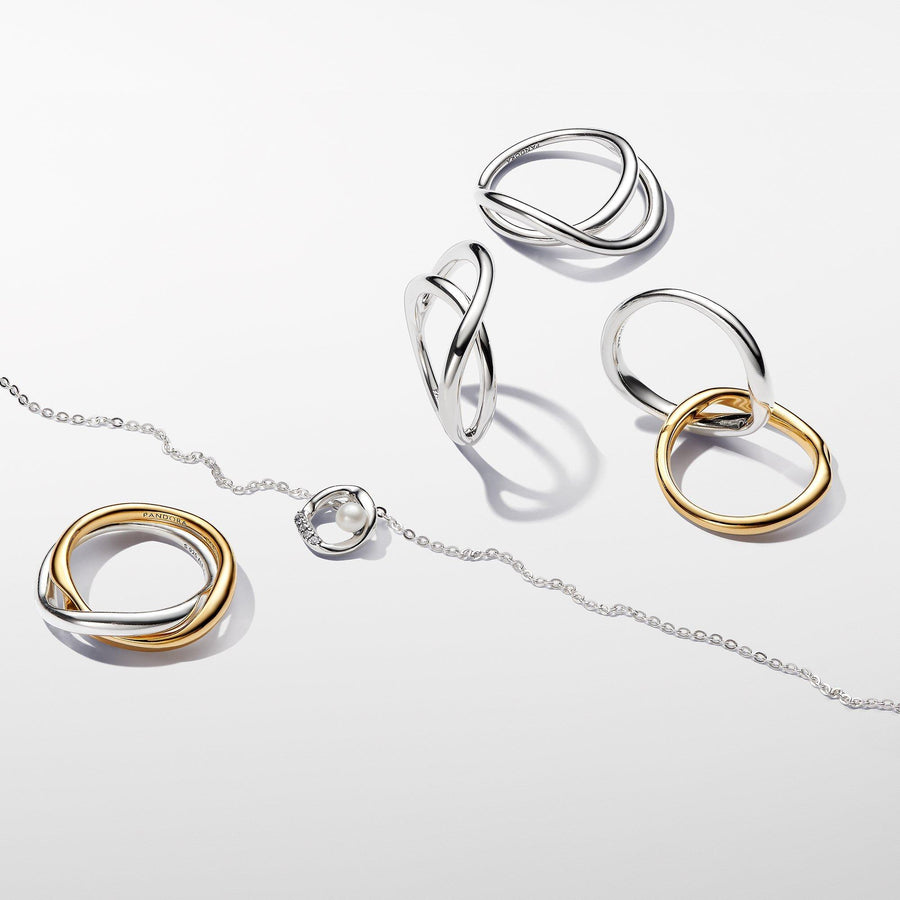 Organically Shaped Pavé Circle & Treated Freshwater Cultured Pearl Collier Necklace