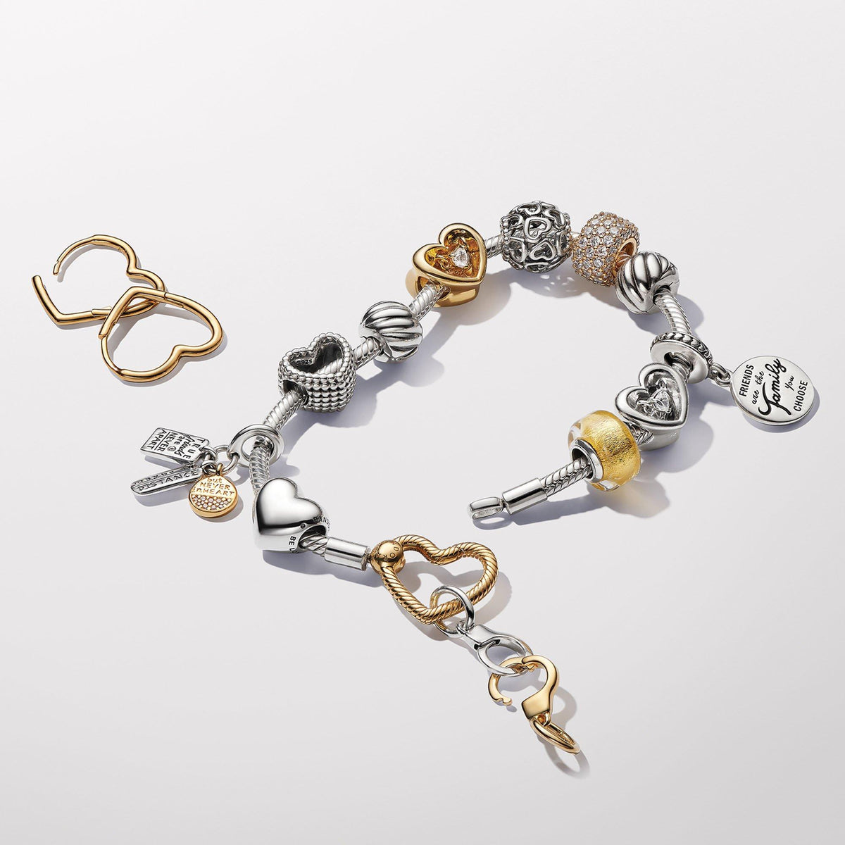 Pandora Moments Heart Closure Snake Chain Bracelet